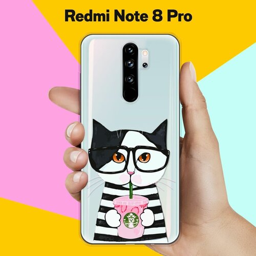 Силиконовый чехол Кот в очках на Xiaomi Redmi Note 8 Pro 