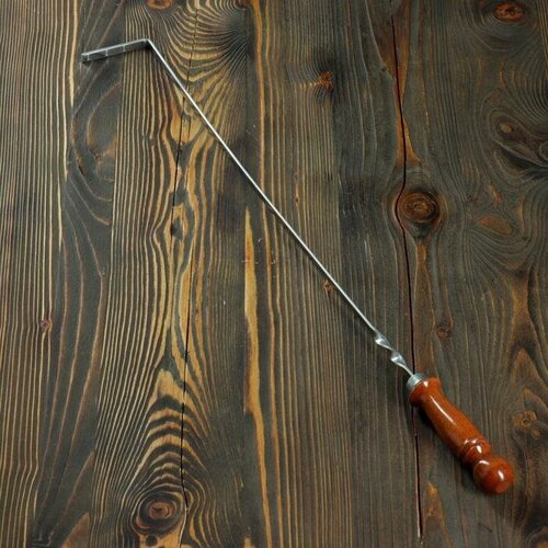 Кочерга узбекская с деревянной ручкой, с узором, 50/1 см, полная длина 65 см, сталь 3 мм ложка мультидом an84 71 серебристый