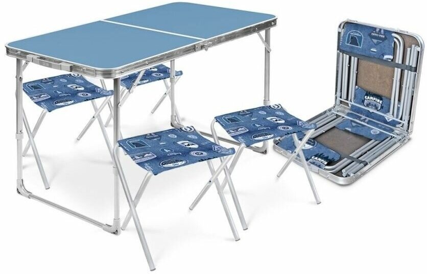 Набор ССТ-К2/4 стол+4 стула голубой-джинс