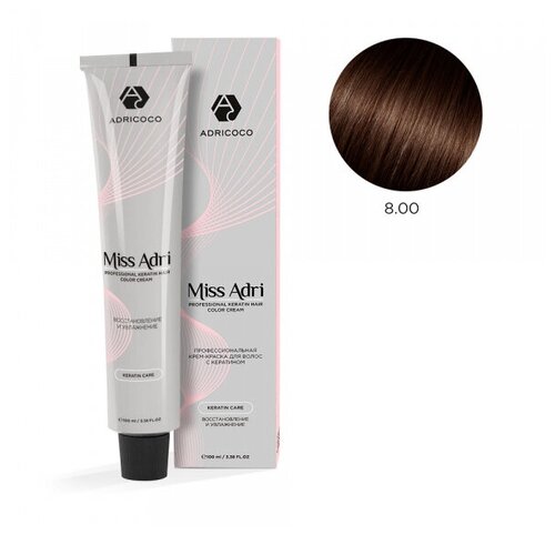 ADRICOCO Miss Adri крем-краска для волос с кератином, 8.00 светлый блонд интенсивный
