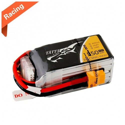 Аккумулятор LiPo TATTU - 14.8В 1550мАч 75C Racing (4S1P, разъёмы XT60, EC3, T-Plug)