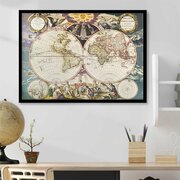 Постер "Старинная карта Мира" 40 на 50 в черной рамке / Картина для интерьера / Плакат / Постер на стену / Интерьерные картины