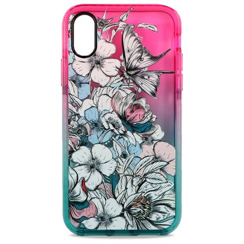 фото Силиконовый чехол с противоударным бампером для iphone x и xs / ударопрочный чехол на айфон х и хс (цветы) pastila