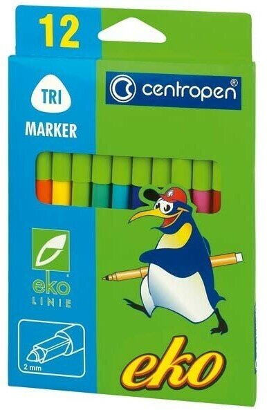 Фломастеры Centropen Eco Tri 12 цветов из пищевых красителей - фото №9