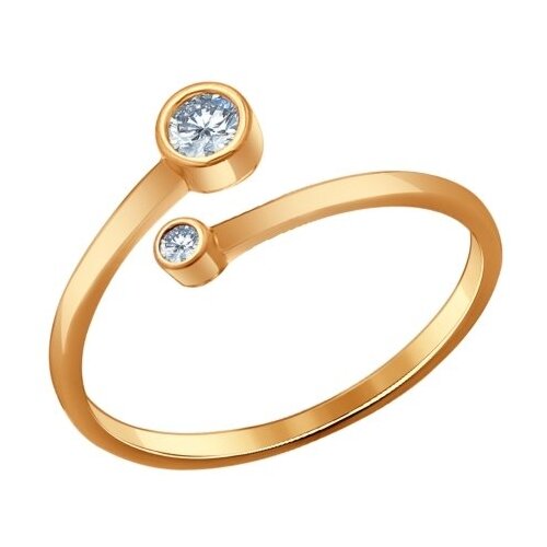 фото Кольцо из золочёного серебра sokolov 93010520 с фианитом, размер 16 diamant-online