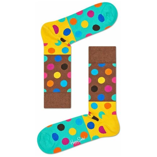 носки happy socks носки big dot snowman Носки Happy Socks, размер 29, мультиколор, бесцветный, зеленый, желтый, коричневый
