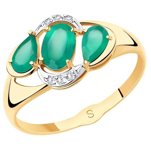 фото Sokolov кольцо из золота с агатами и фианитами 715514, размер 17.5