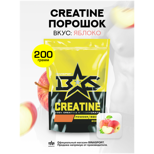 фото Креатин моногидрат порошок binasport "creatine" 200 г со вкусом яблока