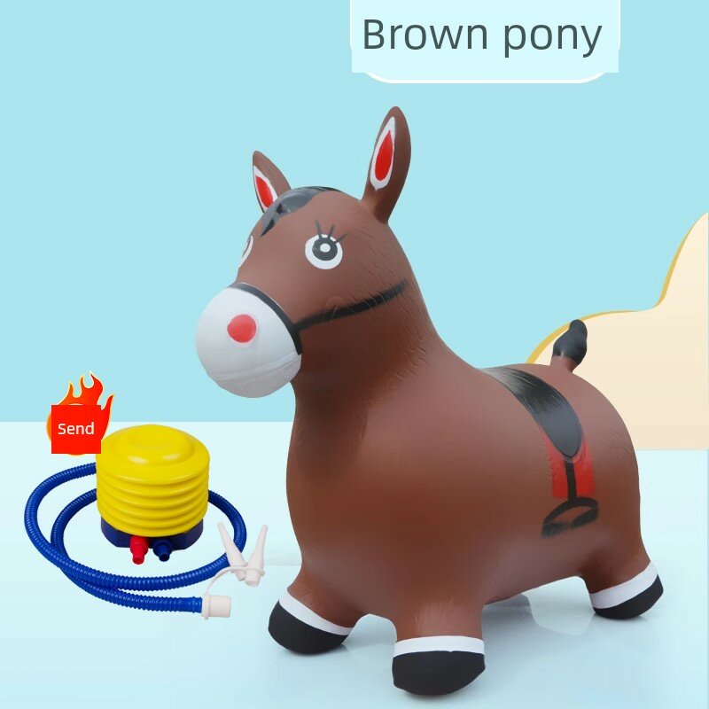 Коричневая надувная игрушка-лошадка для детей 1-3 лет, утолщенная резина, без музыки, сенсорная тренировка