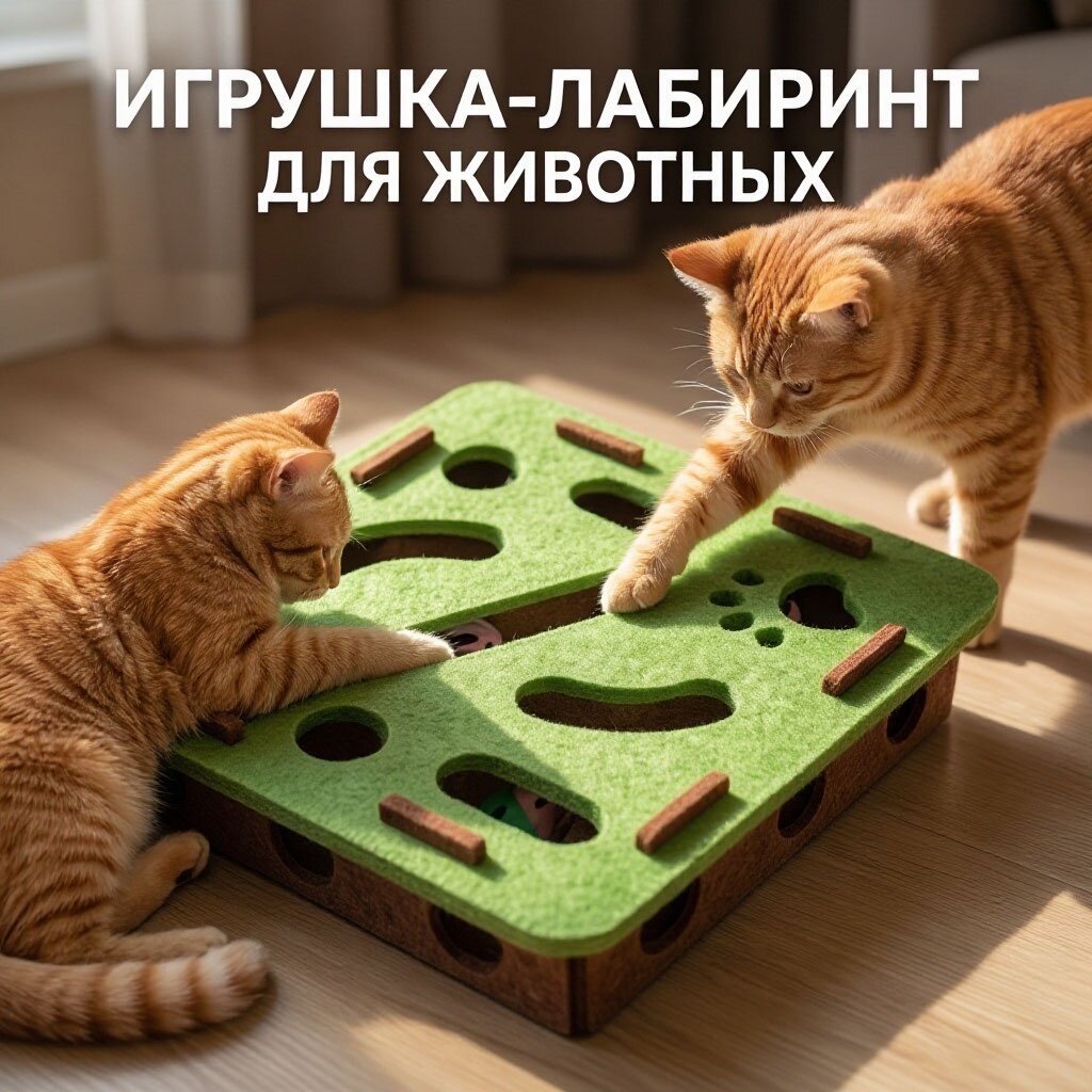 Интерактивный лабиринт для кошек, игрушка-дразнилка из фетра, подходит для кошек и мелких животных. зеленая квадратная.