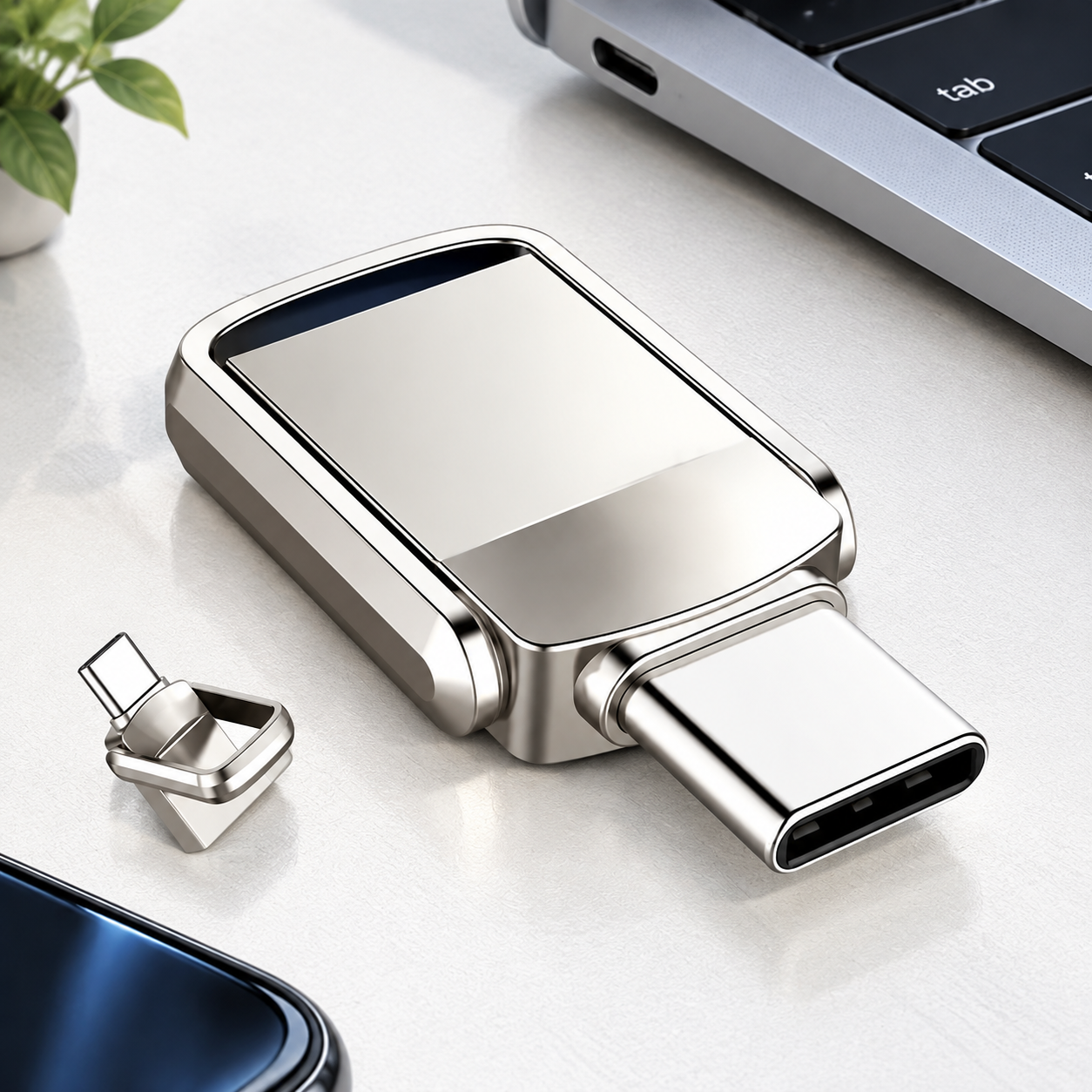USB-накопитель Type-C 2ТБ, OTG (Цвет товара: серебристый)