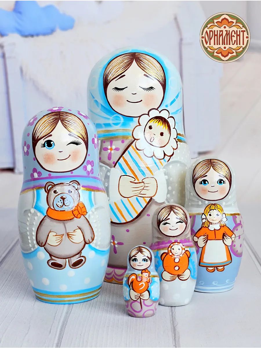 Матрешка деревянная детская развивающая игрушка 5 мест, 18 см