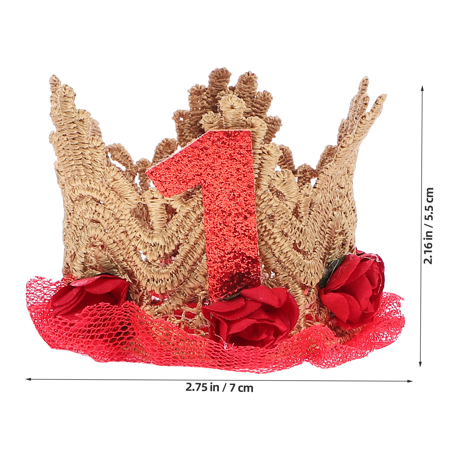 Корона Для Детей На День Рождения Красная Фото Причёски 7.00X7.00X5.50CM
