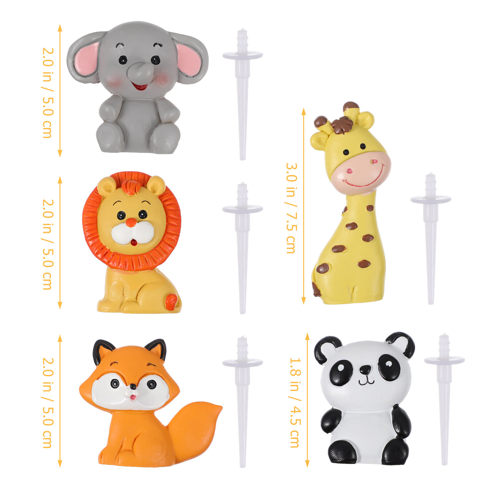 Toyvian 5 Штук Топперы Для Торта Джунгль Животные Вставки На Палочках Универсальный Размер