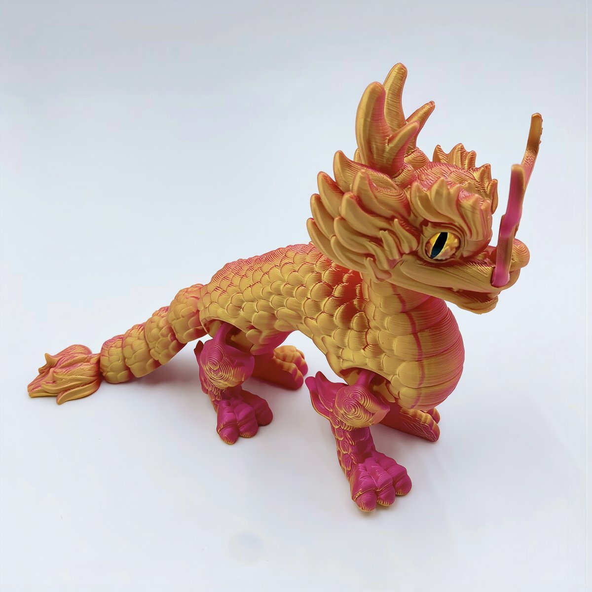 3D печать фигурка мифического дракона Килин подвижные сувениры декор интерьера игрушка для мальчика 15 см, Килин красно-золотая, длина 15 см