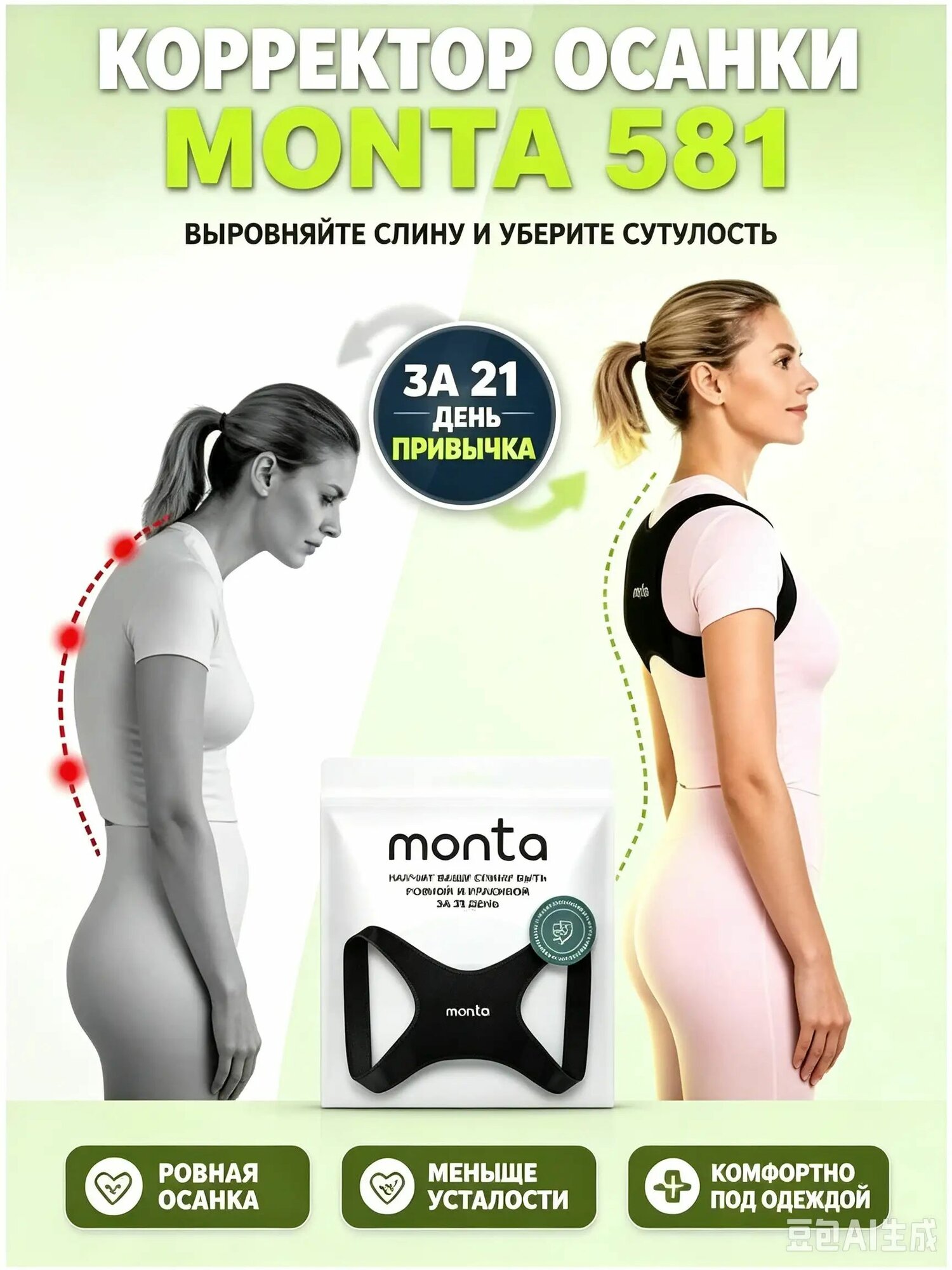 Корректор осанки для взрослых, корсет для выравнивания спины, убирает сутулость
