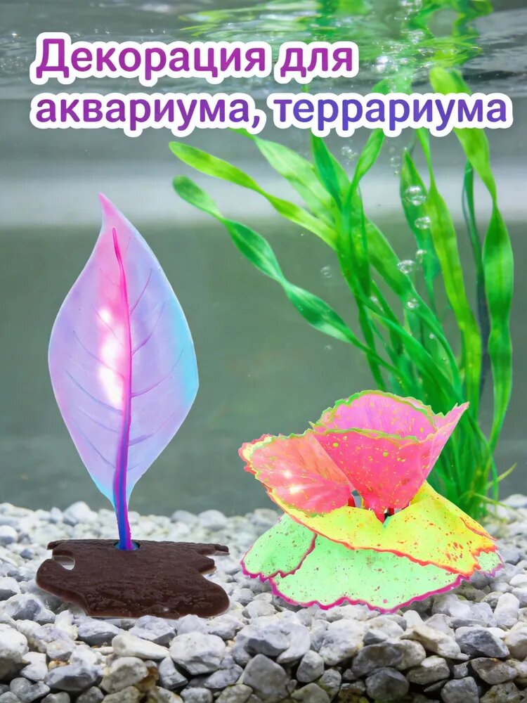 Лист-гамак для рыбы и имитация коралла в комплекте, силиконовые украшения для декора аквариума и ландшафта