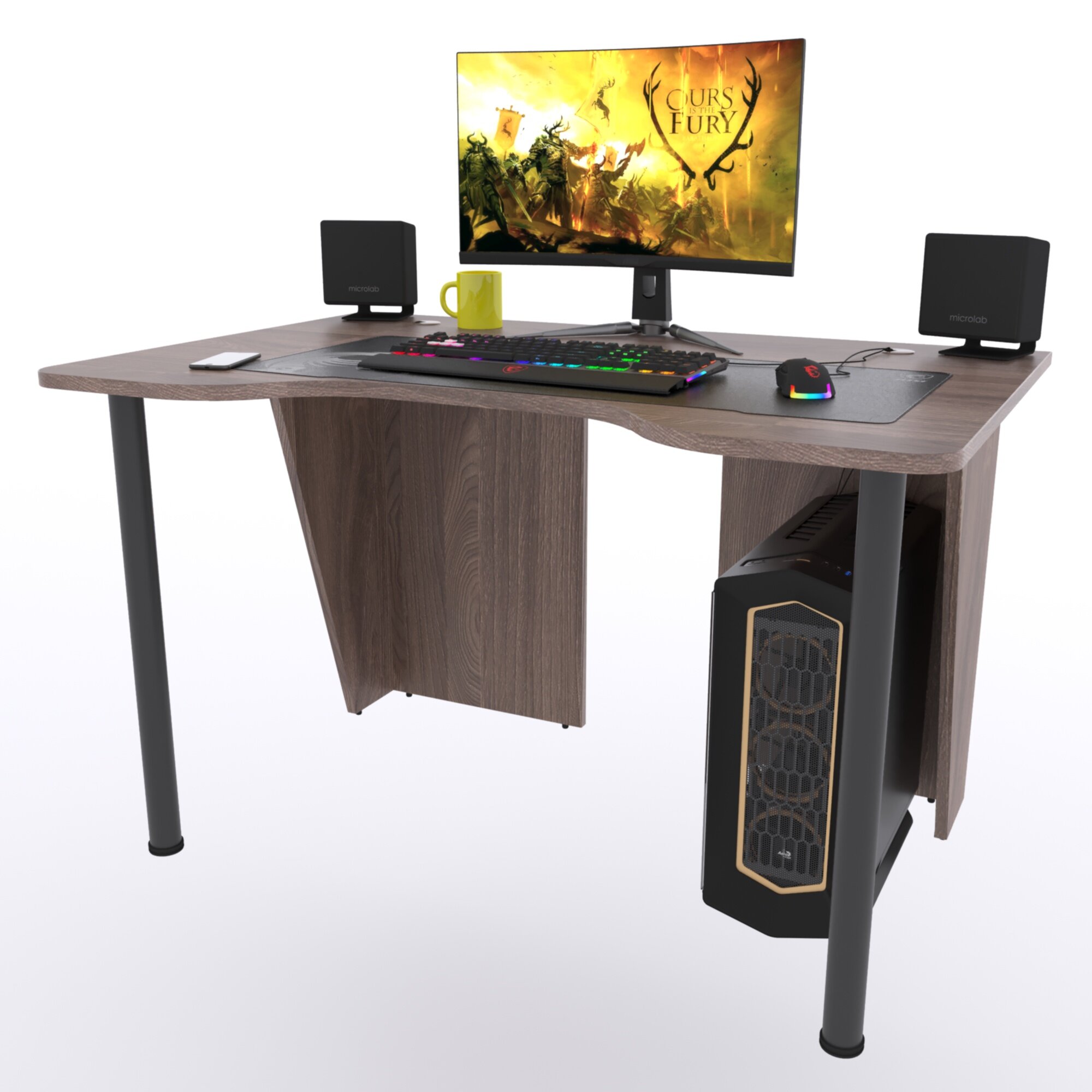 Игровой компьютерный стол "Лакер", 120х80х75 см, дуб шимо