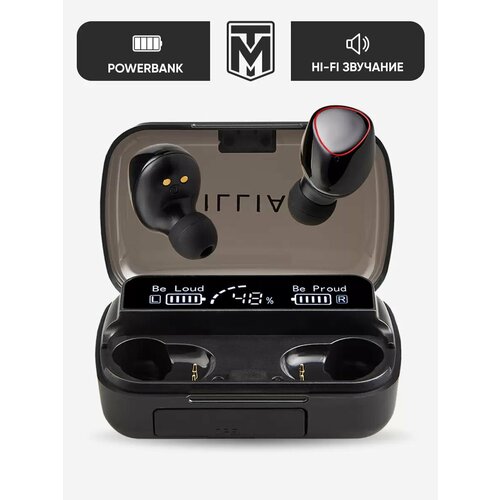 Беспроводные блютуз наушники с микрофоном TWS bluetooth 51 сенсорные М10 с функцией Power Bank игровые на iPhone Android черный 68900₽