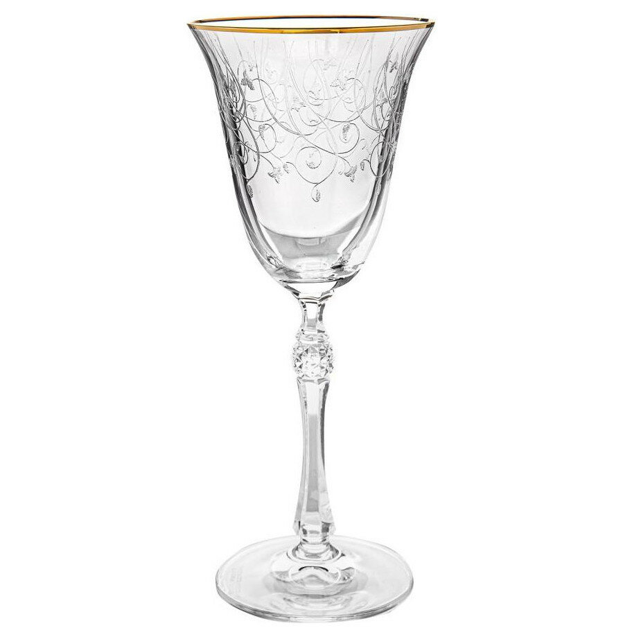 фото Бокалы для белого вина 185 мл 6 шт Crystalite Bohemia "Parus /Проксима /Плетущаяся лиана /Отводка золото" / 270393