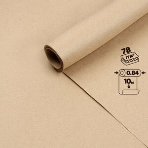 Крафт-бумага в рулоне, 840 мм x 10 м, плотность 78 г/м2, Марка А, Calligrata