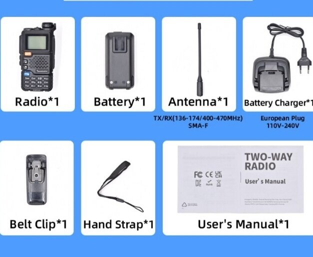 Рация Quansheng UV 5r Plus ver Радиоволна ( 18Mhz-27Mhz только прием)(300-330Mhz прием и передача)