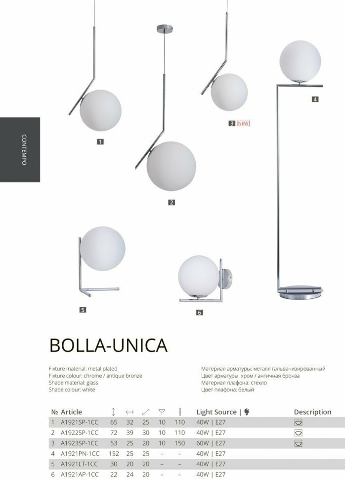 Светильник подвесной Arte Lamp Bolla-Unica A1923SP-1CC - фотография № 15