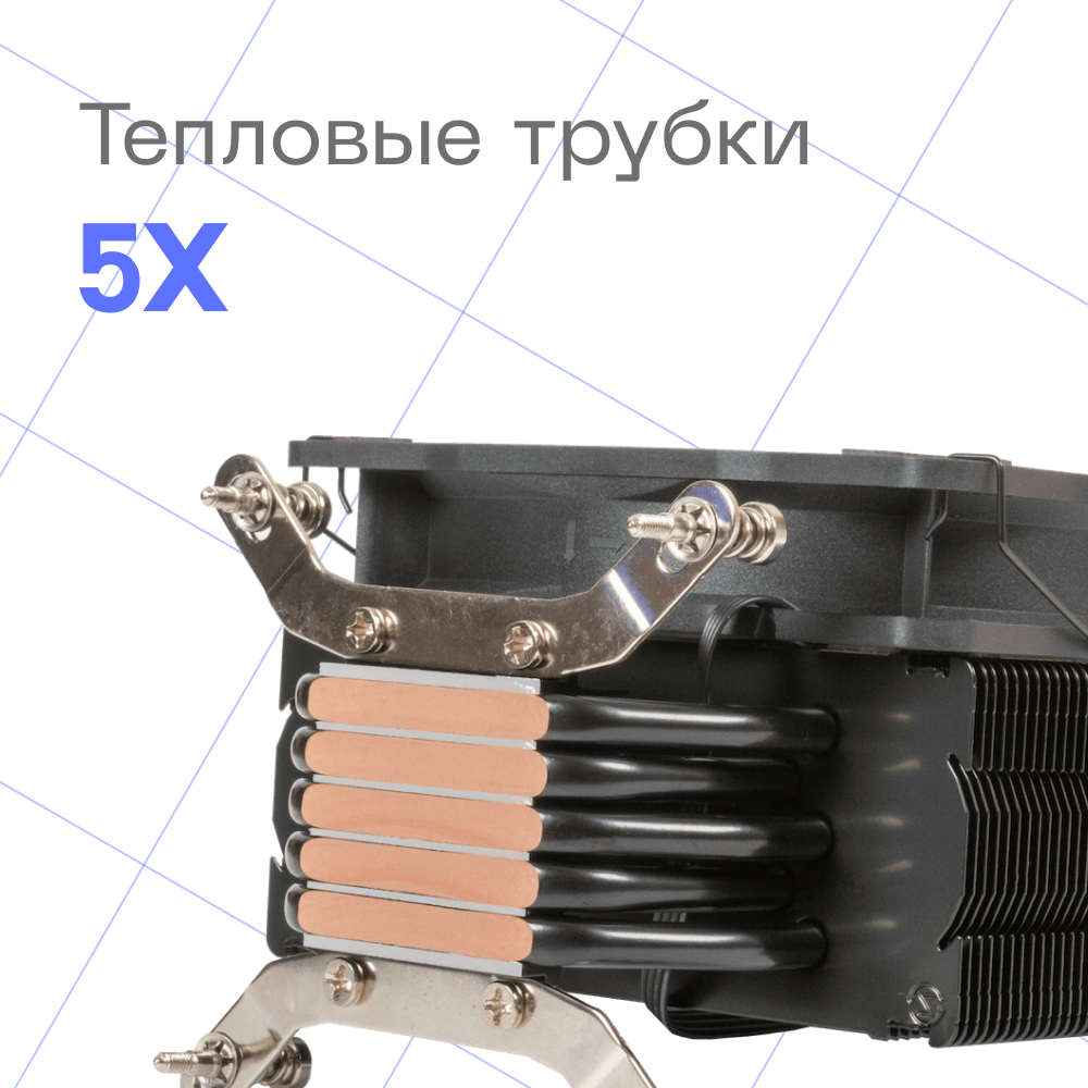 Кулер Eurocase 5P120 LGA115X/1366/1200/2011/2066/1700/AM3/AM4/AM5 (120mm fan, 800-1800rpm, 73.59CFM, 30dBA, 4-pin, TDP 190W)