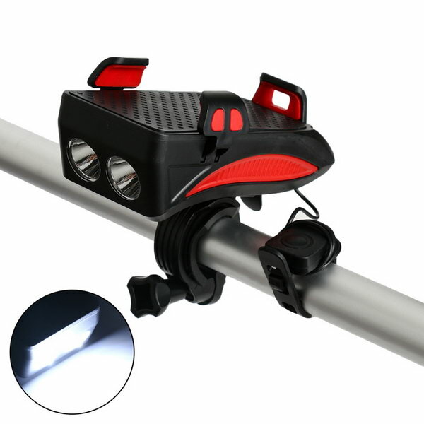 фото Фонарь велосипедный аккумуляторный,400 лм,2000 мАч,10 Вт, LED, 3 режима, с сигналом, красный