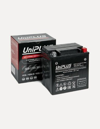 Изображение товара Аккумулятор мото UniPLUS AGM EB30-3 30Ah ОП 385A (YIX30L, YB30L) (166x126x175)