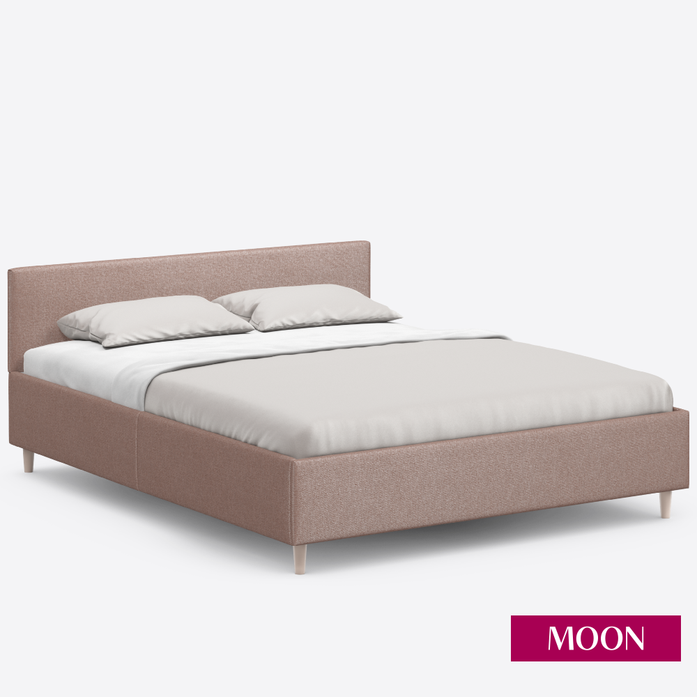 Кровать двуспальная с подъемным механизмом на ножках, MOON FAMILY 1250, размер 140х200 см, рогожка розовая. Ортопедическое основание в комплекте