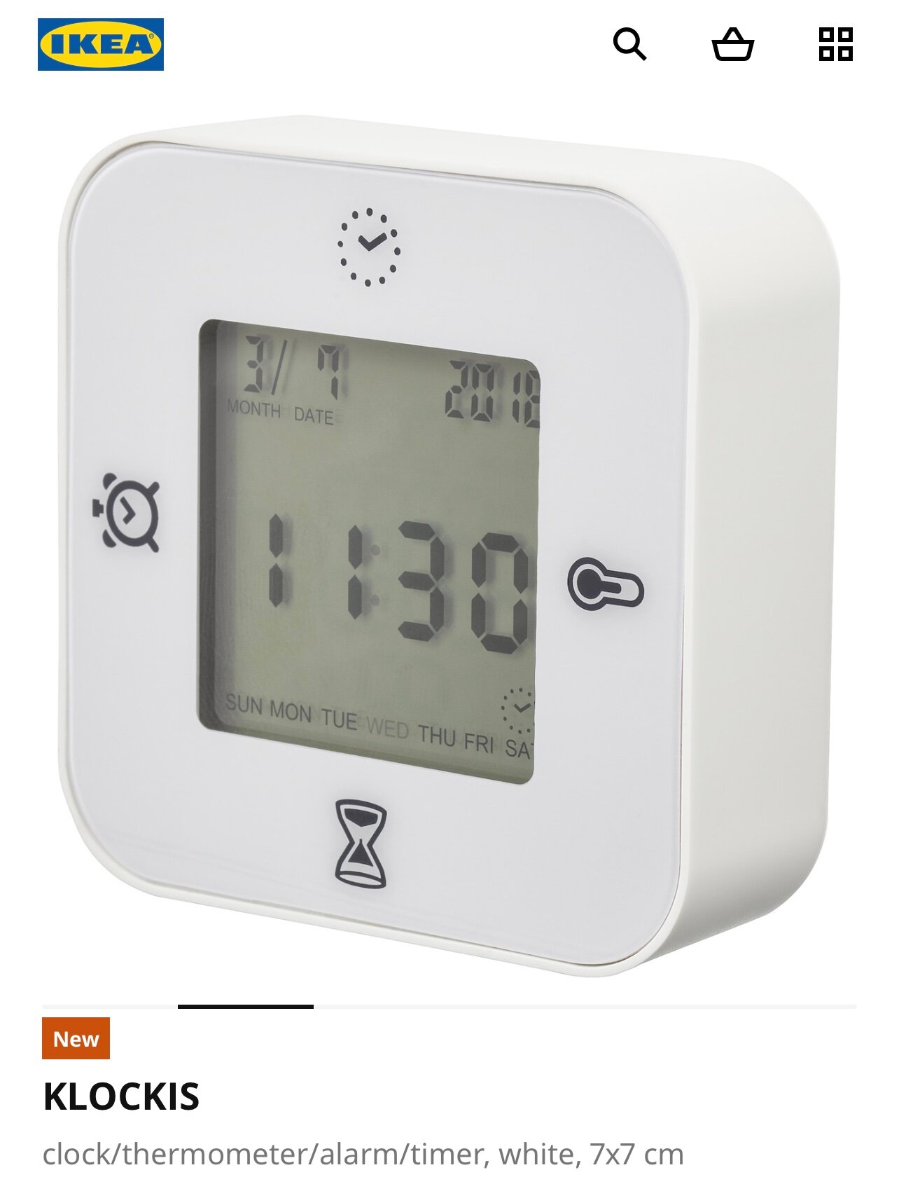 фото Часы/ термометр/ будильник / таймер, белый, 7x7 см