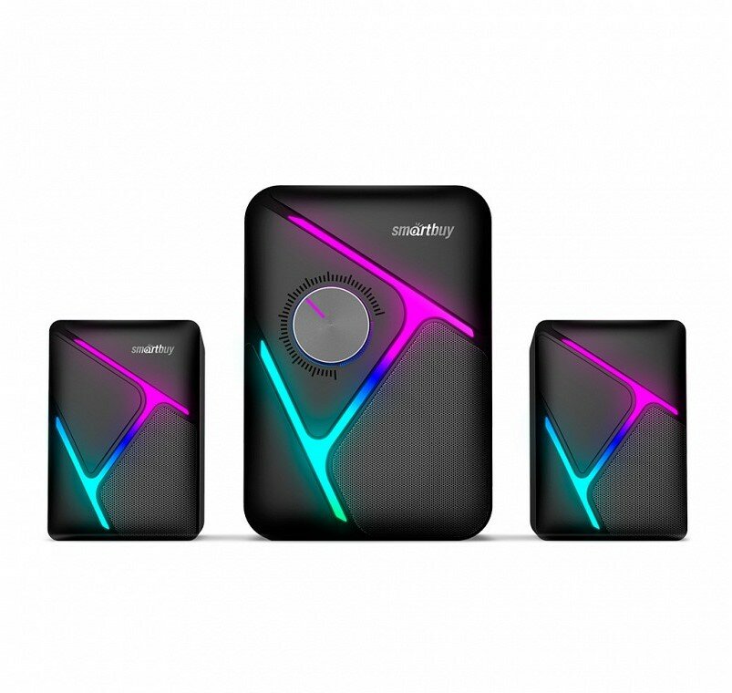 Компьютерная акустика 2.1 Smartbuy S2, Bluetooth, 12Вт, LED-подсветка, черная (SBA-4500)