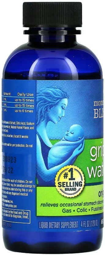 Бад Для Детей И Кормящих Мам Mommy's BLISS, gripe water, укропная вода, раствор для облегчения колик у младенцев, 120 мл