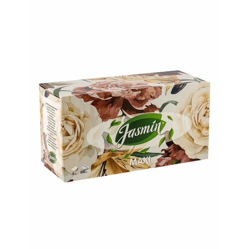 Салфетка бумажная JASMIN косметическая 2-сл 200 штуп MAXI БЕЛАЯ в коробке 320₽