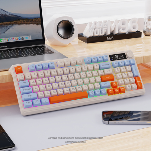 Клавиатура беспроводная с подсветкой Wolf M96 мембранная блютуз для компьютера ноутбука телефона русская английская игровая game gaming пк usb 6490₽