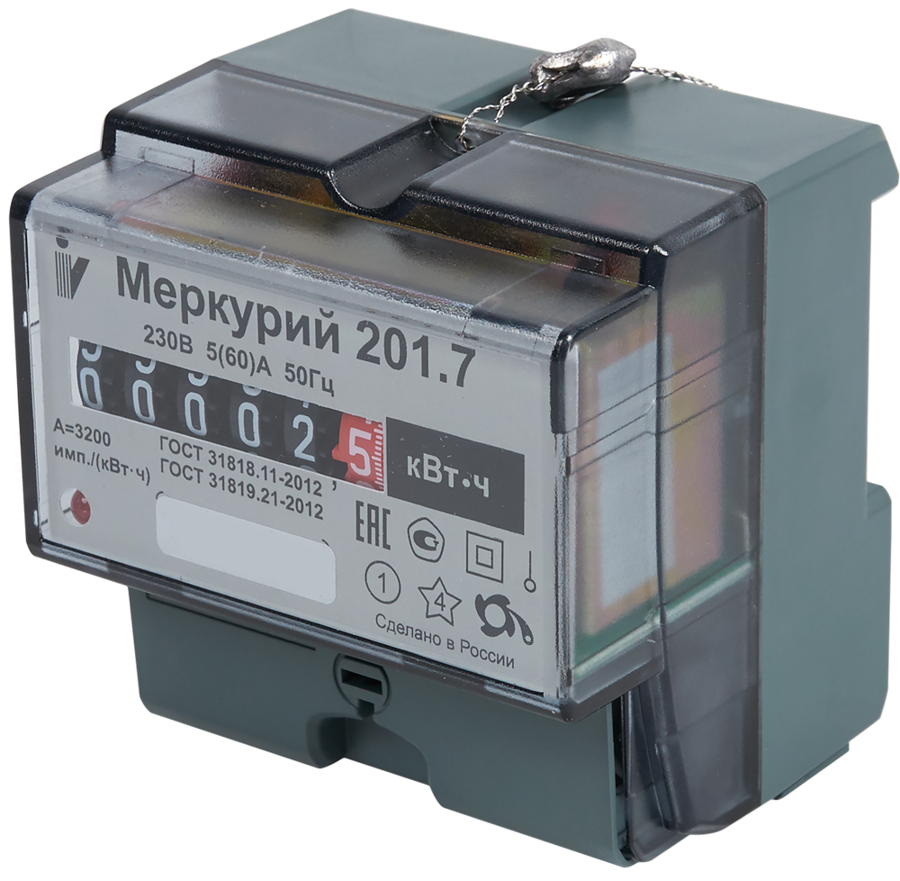 Счетчик электроэнергии Меркурий 201.7, однофазный — фото 1
