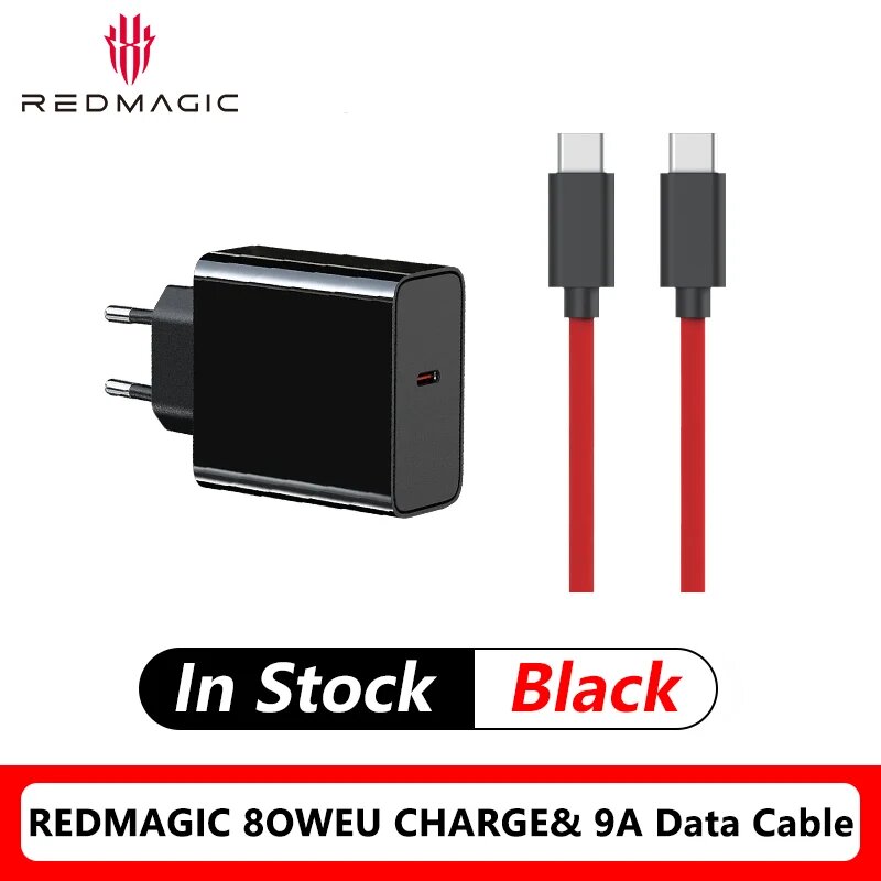 Оригинальное зарядное устройство RedMagic 80 Вт Gan PD Power для ЕС/Великобритании/США для RedMagic 9 pro 9pro+ RedMagic 10 pro 10 pro+ plus, 80W EU and Cable