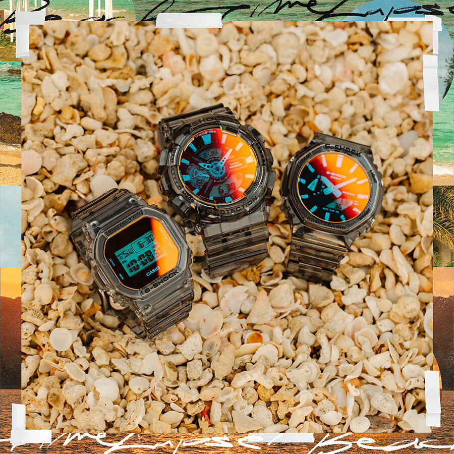 Наручные часы CASIO G-Shock, черный, бесцветный, голубой — фото 1