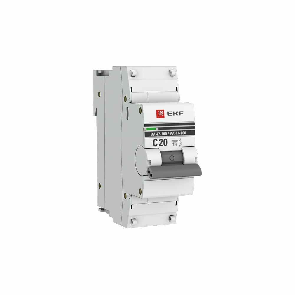 EKF Автоматический выключатель 1P 20А 10kA ВА 47-100 PROxima mcb47100-1-20C-pro
