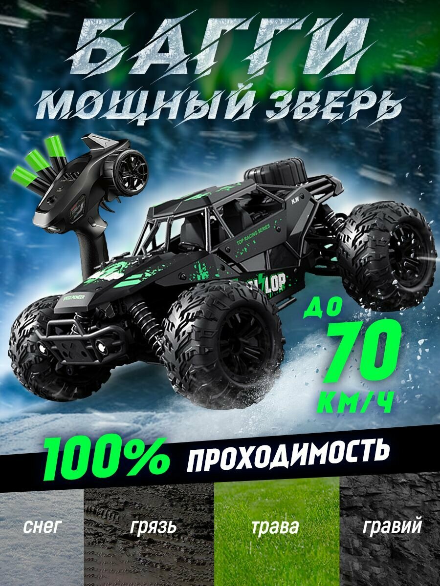 Внедорожник Jeep, масштаб 1:18, пульт д/у, световые эффекты, черный/зеленый