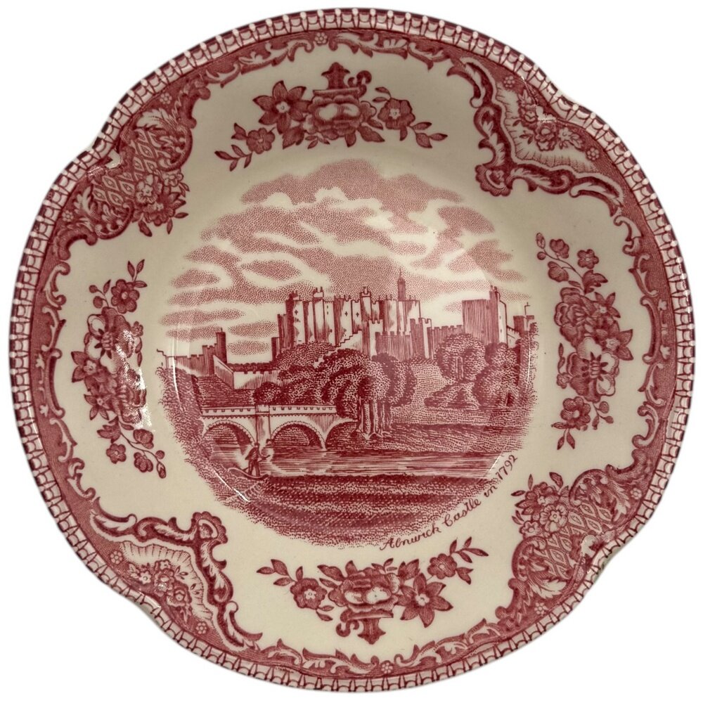 Миска "Старые замки Англии" (красный), 13 см, ironstone, 1960-1970 гг, Johnson Bros, Англия
