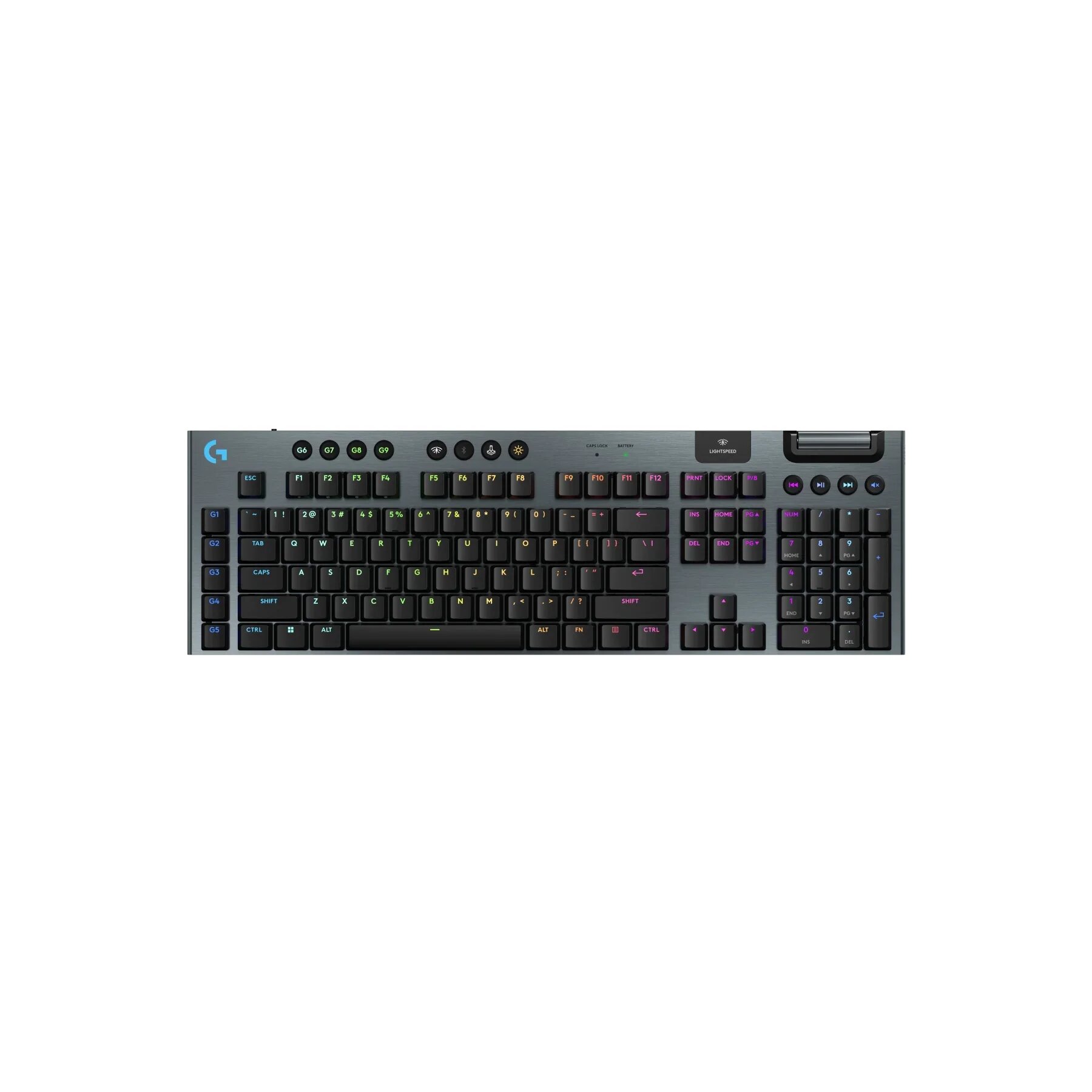 Клавиатура Logitech G915, беспроводная, игровая, 2,4 ГГц/BT, Black, TKL, Low-Profile — фото 1