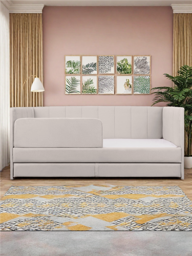 Изображение товара Кровать детская М-Стиль "Хагги"180х90 см, с дополнительным спальным местом, защитным бортиком, бежевая