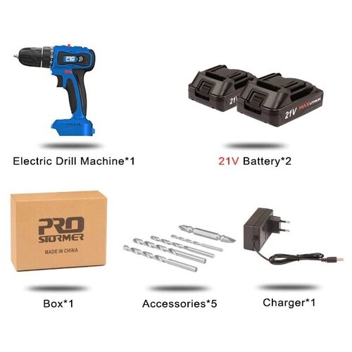 Шуруповерт PROSTORMER 21В 2Ач PSBD2102 PTET00902A 799000₽