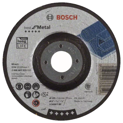 Шлифовальный абразивный диск BOSCH Best for Metal 2608603533, 1 шт.