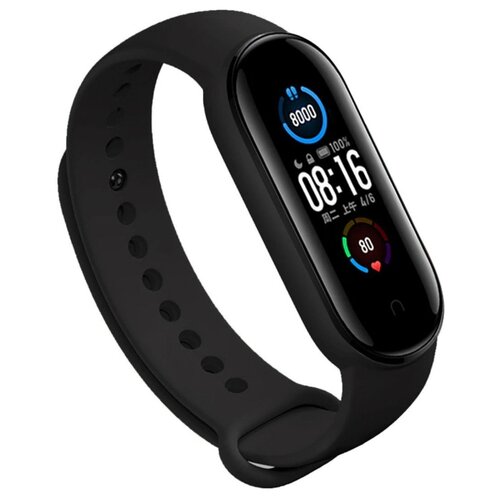 фото Силиконовый ремешок для xiaomi mi band 5 (sport) / спортивный ремешок на фитнес трекер сяоми ми бэнд 5 (спорт) черный pastila