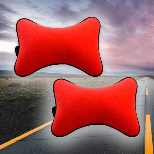 Подушка на подголовник автомобиля для Jetour из велюра красная 2 штуки