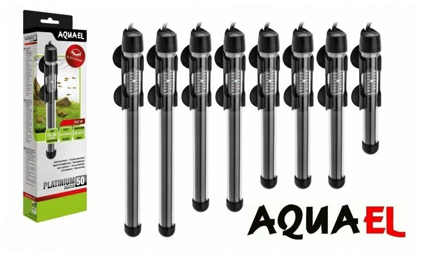 Нагреватель для аквариума Aquael Platinum Heater с высокоточным электронным термостатом 10-50л/50W