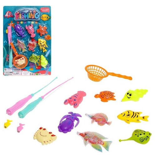 Рыбалка Морские обитатели 9 рыбок 2 удочки сачок 658₽